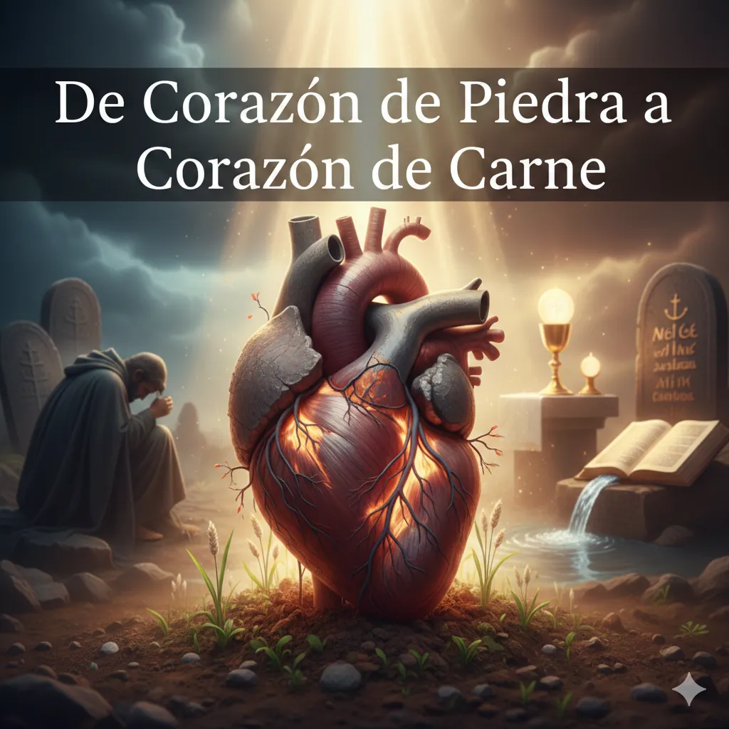 Representación simbólica de la transformación del corazón de piedra a carne